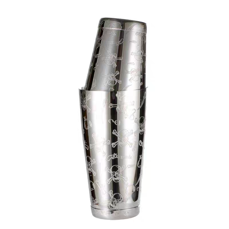 Boston Shaker Set - 500ml/800ml スカル彫刻 ステンレス製 カクテル ボストンシェーカー バーツール