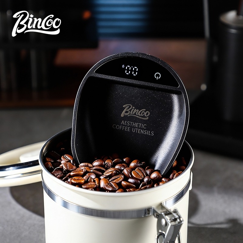 Home Barista - BINCOOミニデジタル電子コーヒースケール、豆トレイ付き、コーヒー豆計量表示トレイ、ドリップコーヒー、エスプレッソ、ホームバリスタ用