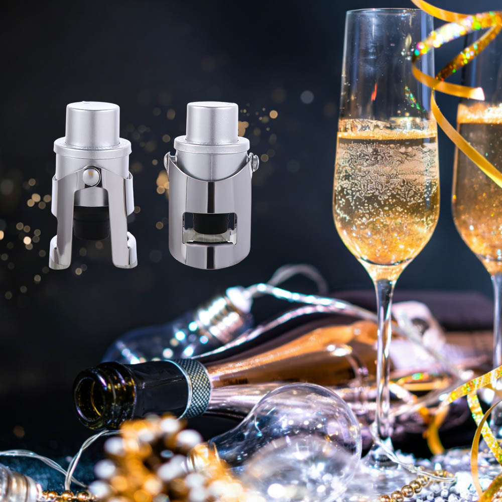 Wine Preservation Pump - 2個入り内蔵圧力ポンプ真空シャンパンストッパー、タイムスタンプ付き、両耳デザインワインストッパー、再利用可能保存用