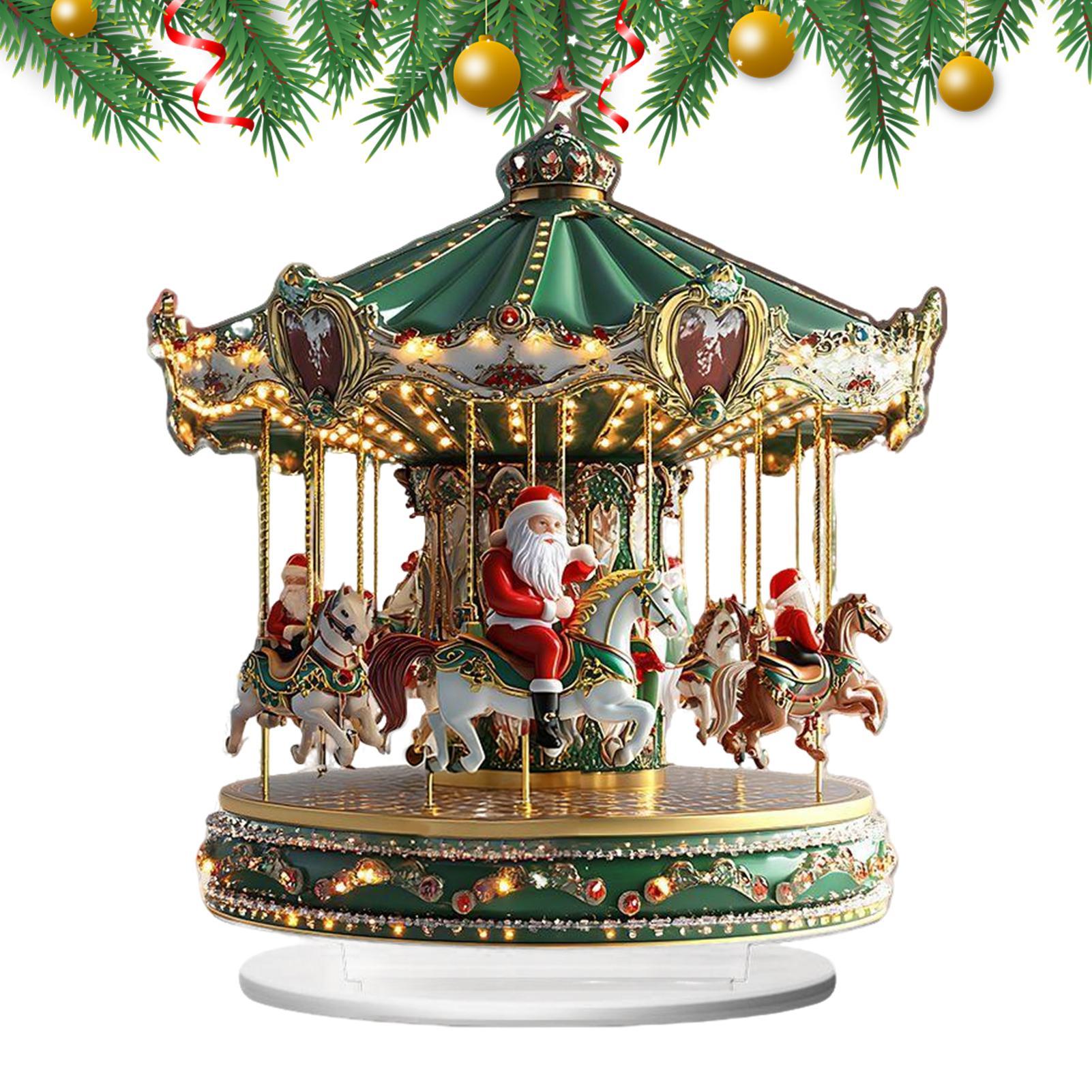 Home Bar Shelves - クリスマスカルーセルアクリル2Dホームデコレーションサンタクロースフィギュアメリークリスマスシーン棚カフェオフィスバー室内装飾