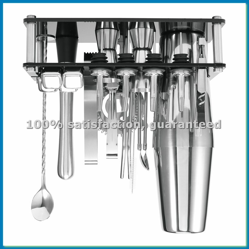 Boston Shaker Set - カクテルシェーカーセット、ボストンステンレススチールバーテンダーキット、アクリルスタンドとカクテルレシピ冊子付き-AT35