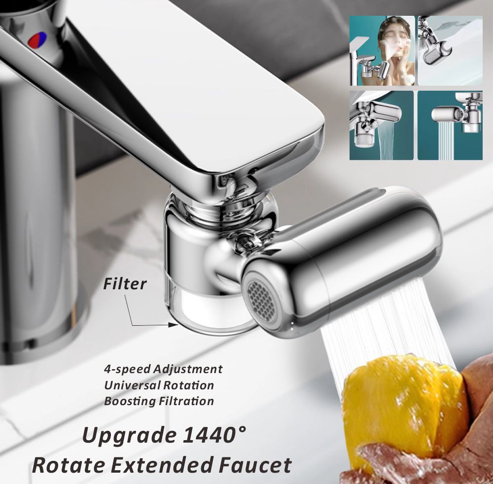 Home Bar Sink - ニューメタル1440 ° ユニバーサル回転フィルター蛇口スプレーヘッドアダプター洗面台蛇口エクステンダーエアレーターバブラーノズルキッチンタップ