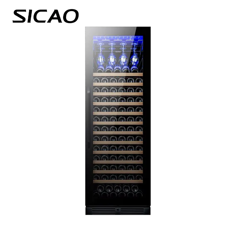 Home Bar And Fridge - 300本収納 デュアルゾーンコンプレッサー式 ワインクーラー 大型ディスプレイ冷蔵庫 ホルダー付き 家庭用/業務用