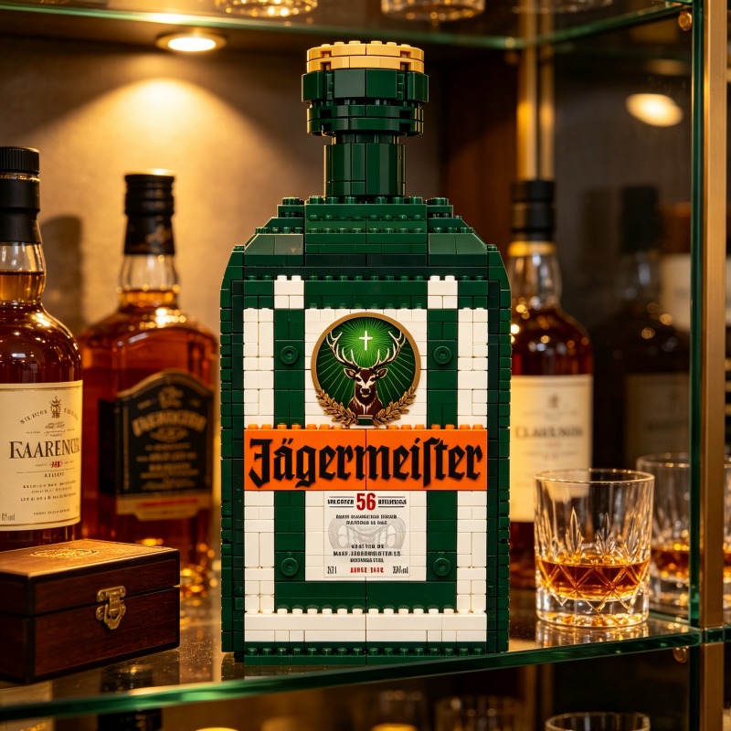 Home Bar Set - DIYイェーガーマイスターリキュールボトルビルディングブロックモデルホームバー装飾コレクタブルブリック