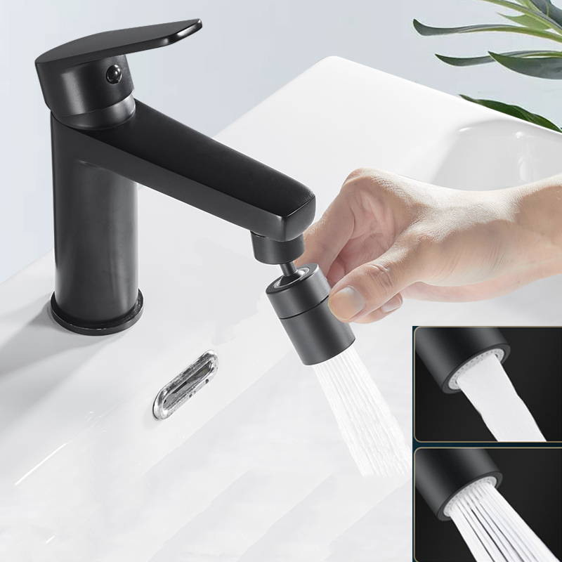 Home Bar Sink - 新しい360 ° 回転式蛇口エクステンダー ブラック真鍮製 調整可能 2モード洗面台蛇口ノズル