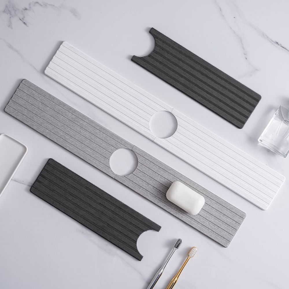 Home Bar Sink - ストライプ柄溝珪藻泥蛇口吸収パッド滑り止め防湿洗面器速乾ハードマット超吸収性