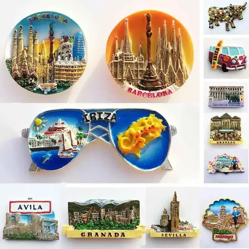 Home Barcelona - バルセロナスペイン冷蔵庫マグネットコロンバスグラナダイビサセビリアマラガお土産冷蔵庫マグネットステッカーホームキッチン装飾