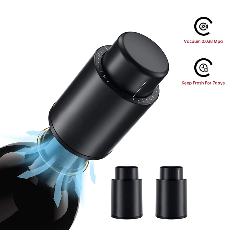 Wine Preservation Pump - LMETJMA ワインボトルストッパー 再利用可能な真空ワインストッパー ポンプワインプリザーバー ワインを新鮮に保ちます 最長7日間