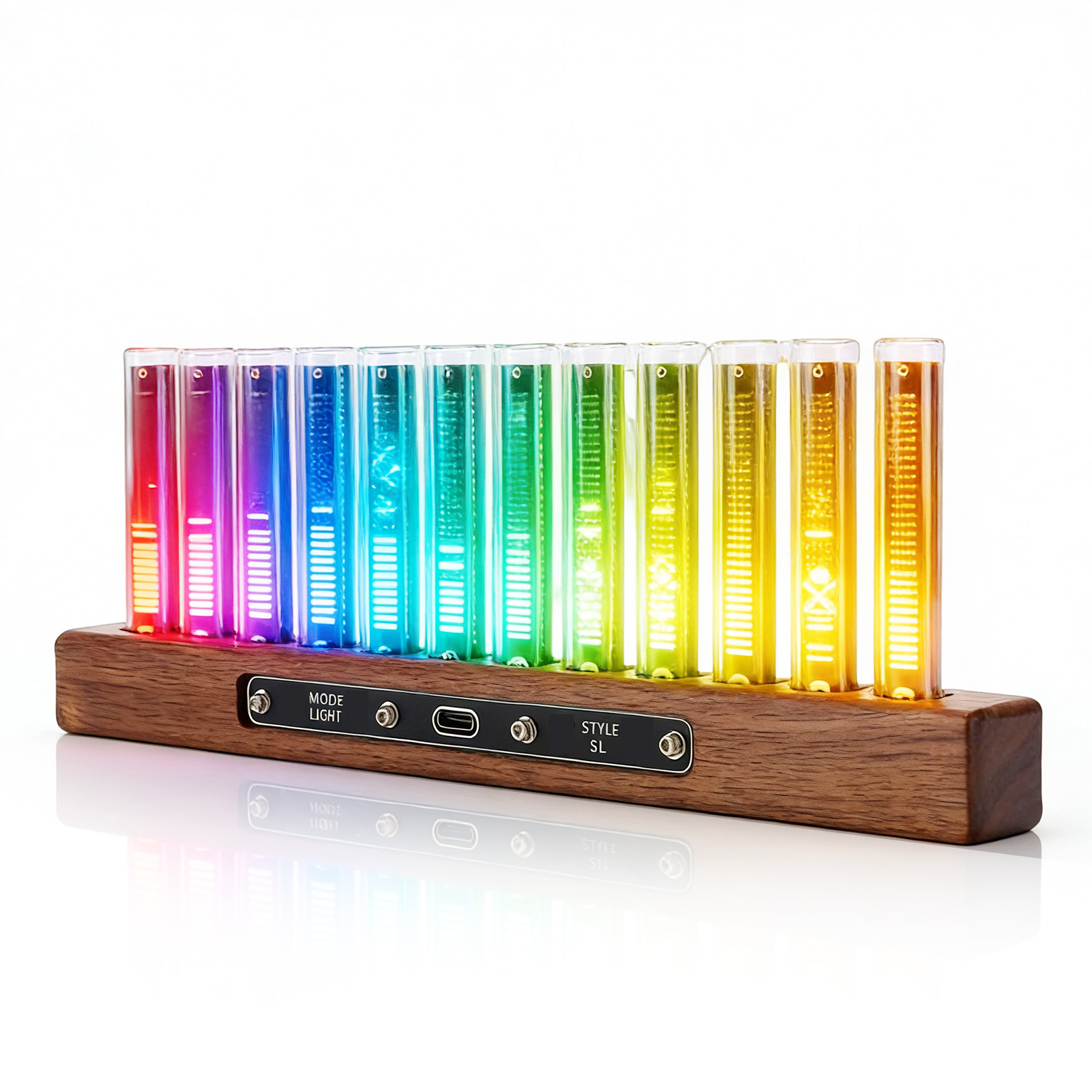 Home Bar Shelf - LED音楽スペクトラムディスプレイホームオーディオアナライザー高感度音楽リズムライトバー（12個のライトチューブ付き、色調整可能）