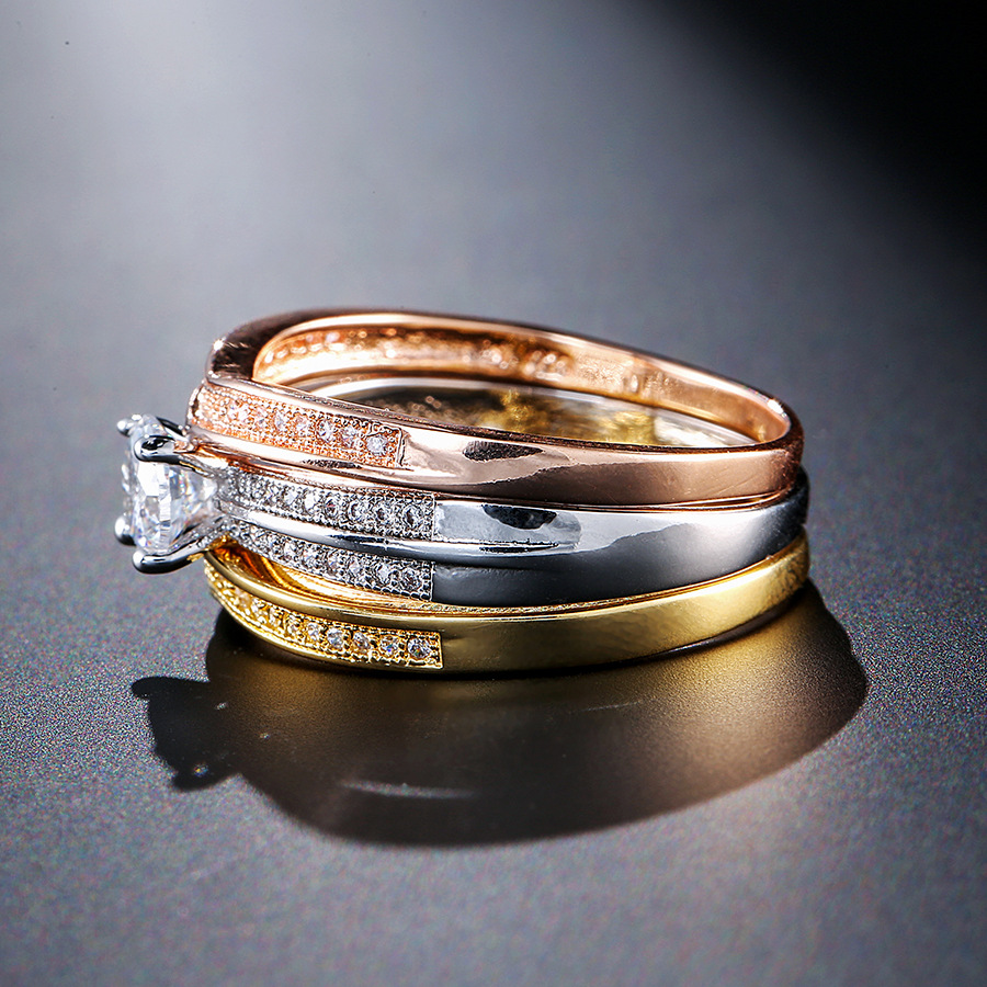 女性のための3つのゴールドリングのセット,18k,天然ダイヤ - Bar Cart Gold のレビューと価格