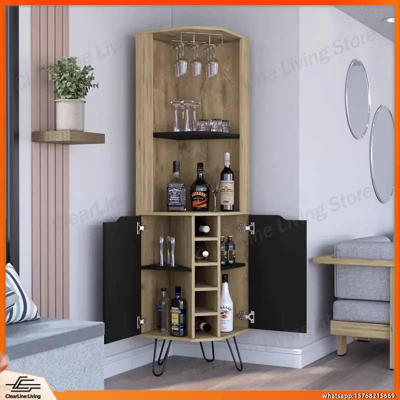 コーナーバーキャビネット、6つのワインラック内蔵、家庭用バー - Home Bar Shelves のレビューと価格