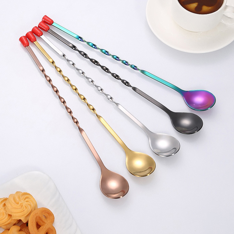100 ピース/ロットステンレス鋼ツイストパターンバーロング - Bar Spoon Twisted のレビューと価格