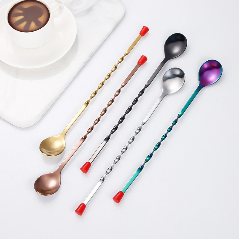 100 ピース/ロットステンレス鋼ツイストパターンバーロング - Bar Spoon Twisted のレビューと価格