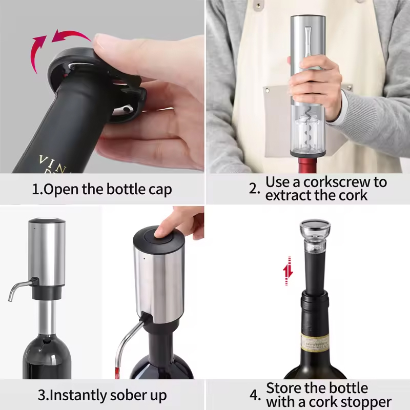 4-in-1充電式電動ワインオープナーセット（エアレーター、 - Home Bar Set のレビューと価格