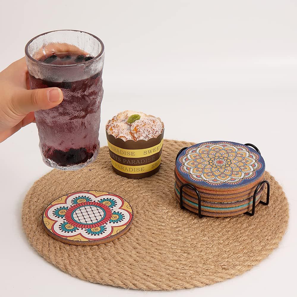 8個セット カラフルな丸型コースター ドリンクや植物用、キュ - Home Bar Set のレビューと価格