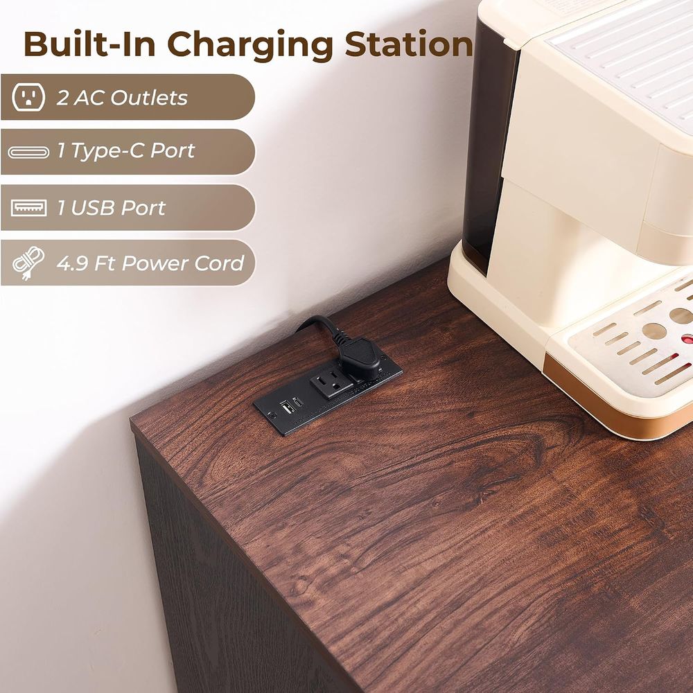 60コーヒーバーキャビネット、ミニ冷蔵庫スペース付き、ブラッ - Home Bar And Fridge のレビューと価格