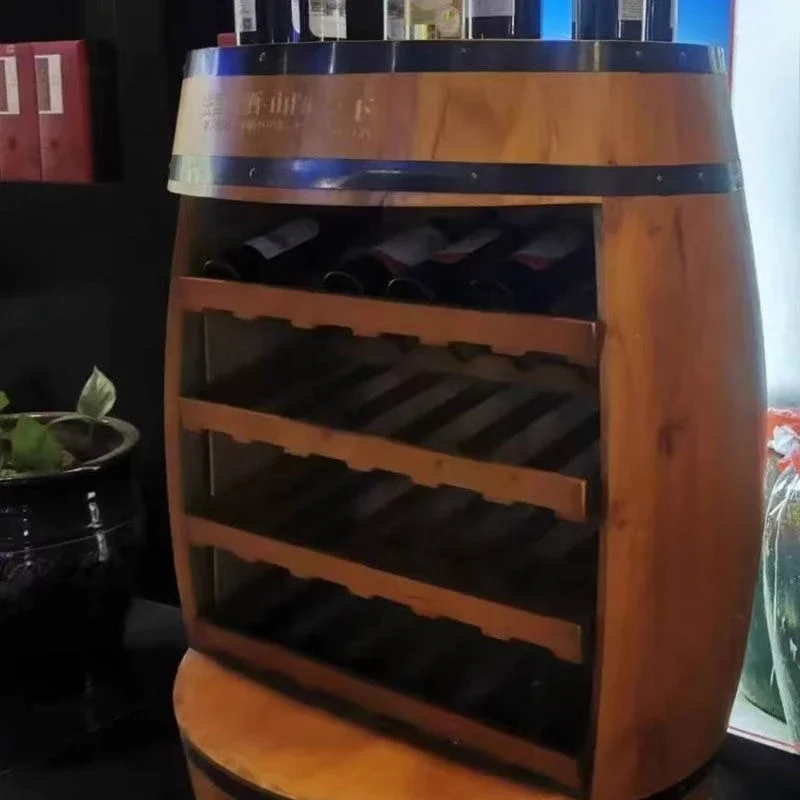 無垢材ワインラック オーク樽型デザイン クリエイティブワイン - Home Bar Shelves のレビューと価格