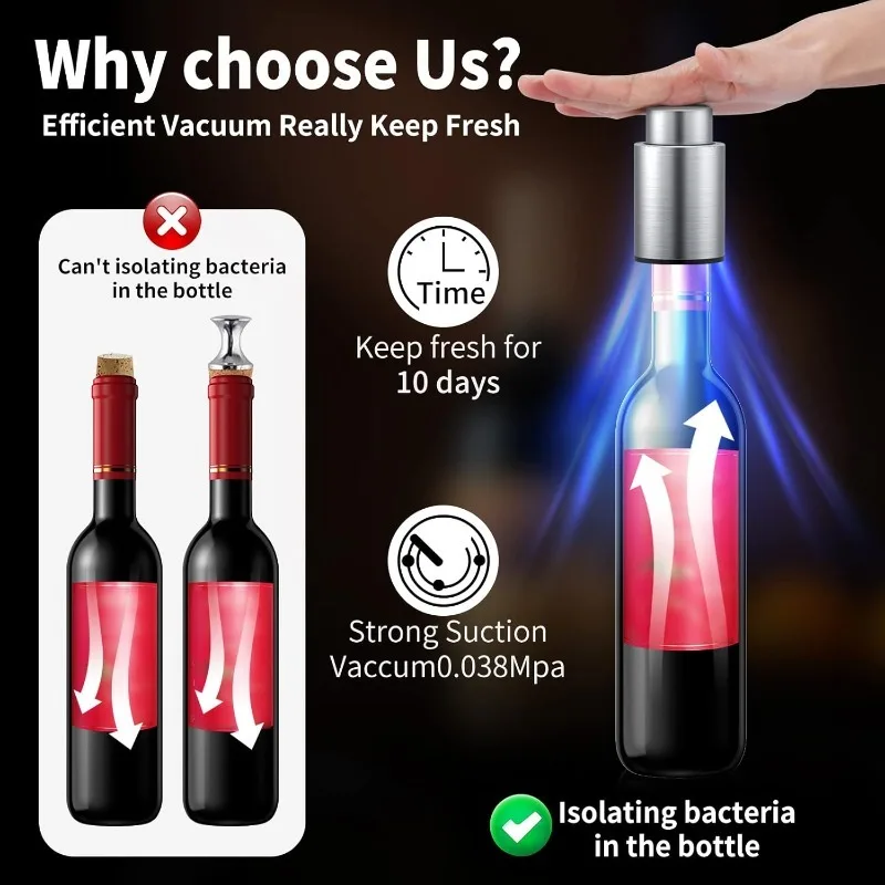 ワインボトルストッパー真空ワインストッパーステンレス鋼ワイン - Wine Preservation Pump のレビューと価格