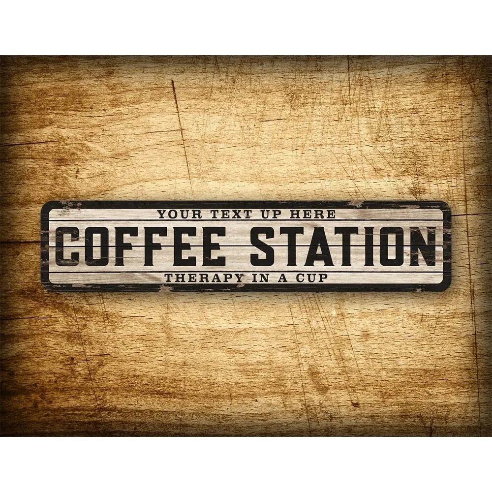 カスタムテキストロゴ入り風化木製サイン 4x16インチ、カッ - Home Bar And Coffee のレビューと価格