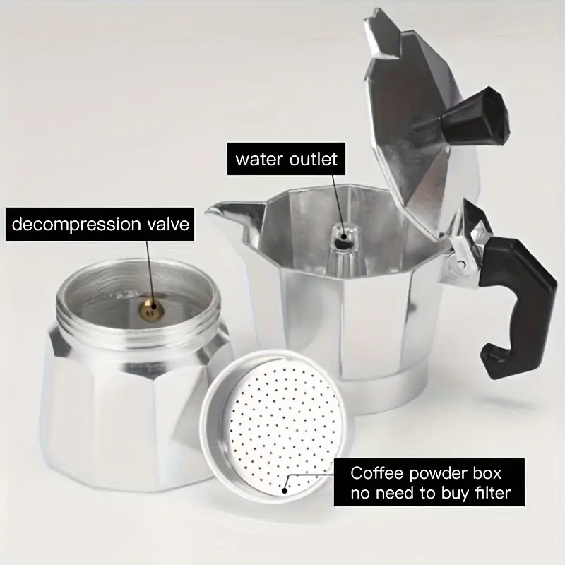 クラシックなアルミ製モカポット 50-300ML 家庭用コン - Home Barista のレビューと価格
