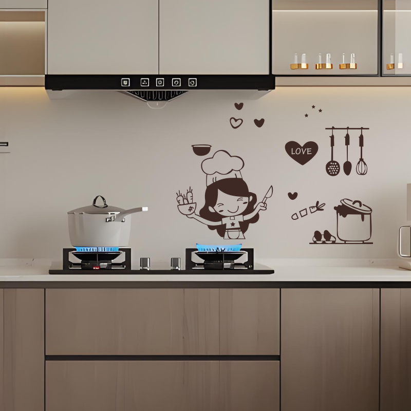 ハッピーガールシェフは料理が大好き ウォールステッカー レス - Home Bar And Fridge のレビューと価格