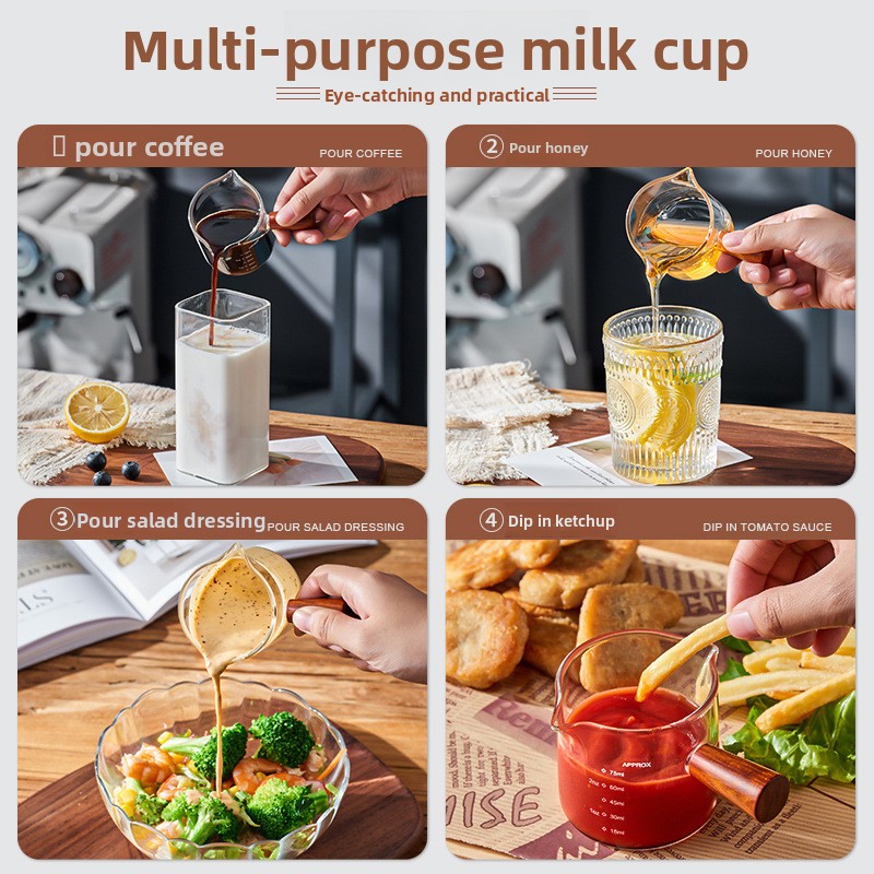 耐熱ガラス製計量カップ 木製ハンドル ミニピッチャー エスプ - Home Bar And Coffee のレビューと価格