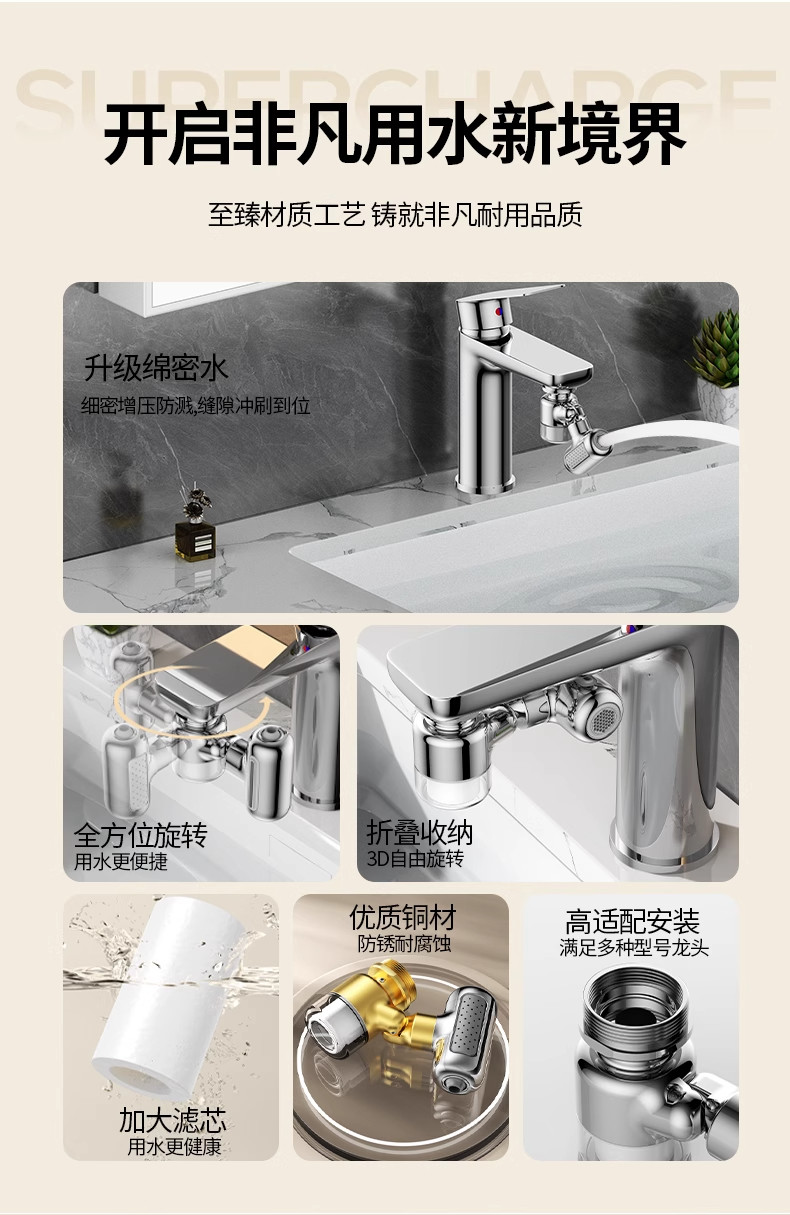 ニューメタル1440 ° ユニバーサル回転フィルター蛇口スプ - Home Bar Sink のレビューと価格