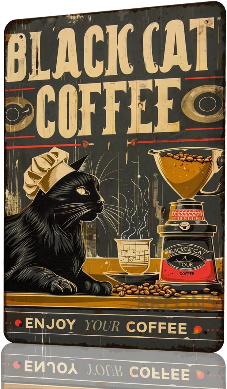 メタルティンサイン ブラックキャットコーヒーカンパニー メタ - Home Bar And Coffee のレビューと価格