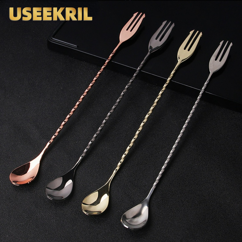 フォーク付きバースプーン,30 40 50cm,ステンレス鋼 - Bar Spoon Twisted のレビューと価格