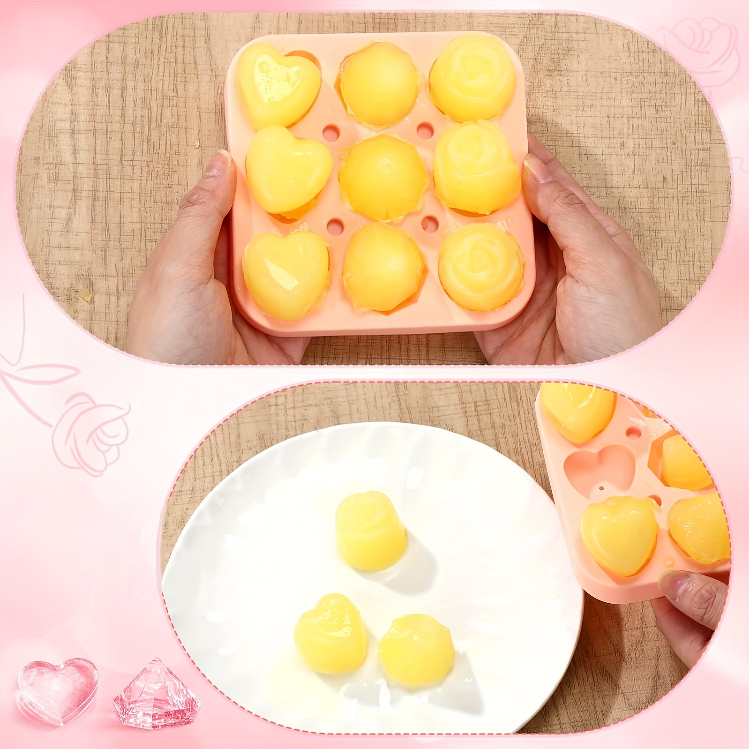 4個入り ローズハート型 ダイヤモンドアイスキューブモールド - Citrus Juicer Bar のレビューと価格