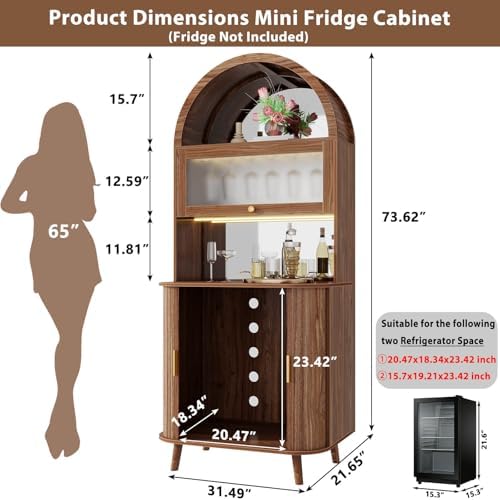 ワインバーキャビネット（冷蔵庫スペース付き）、アーチ型コーヒ - Home Bar And Fridge のレビューと価格