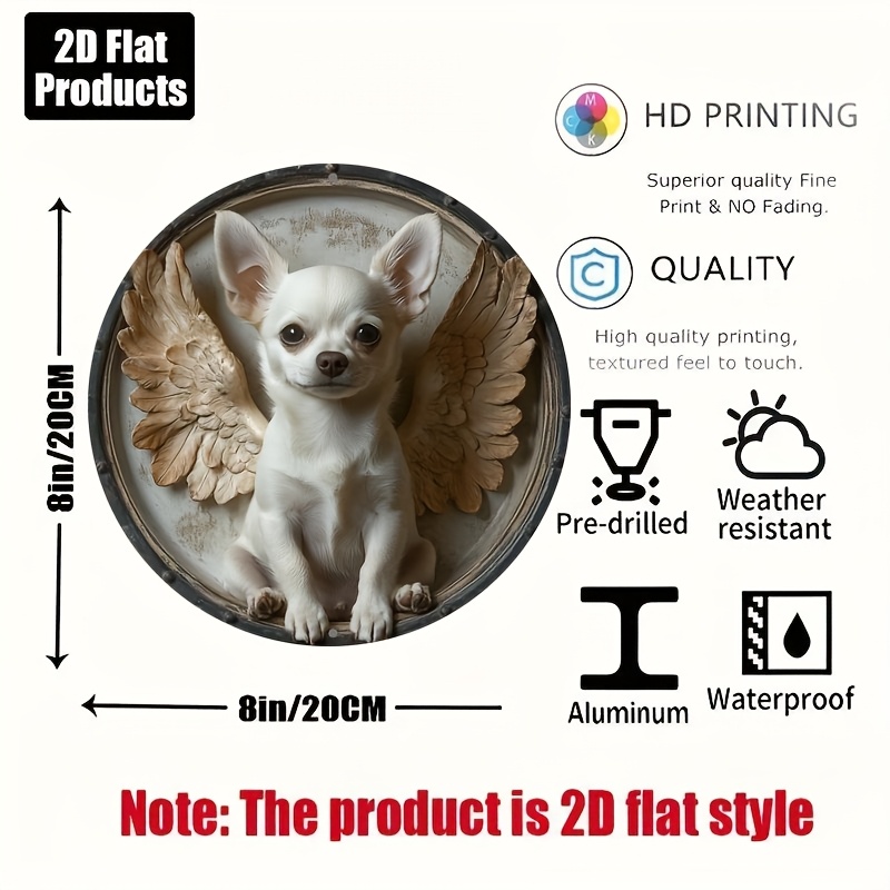2D フラット、1個、チワワテーマ、丸いアルミニウム金属装飾 - Home Bar And Coffee のレビューと価格
